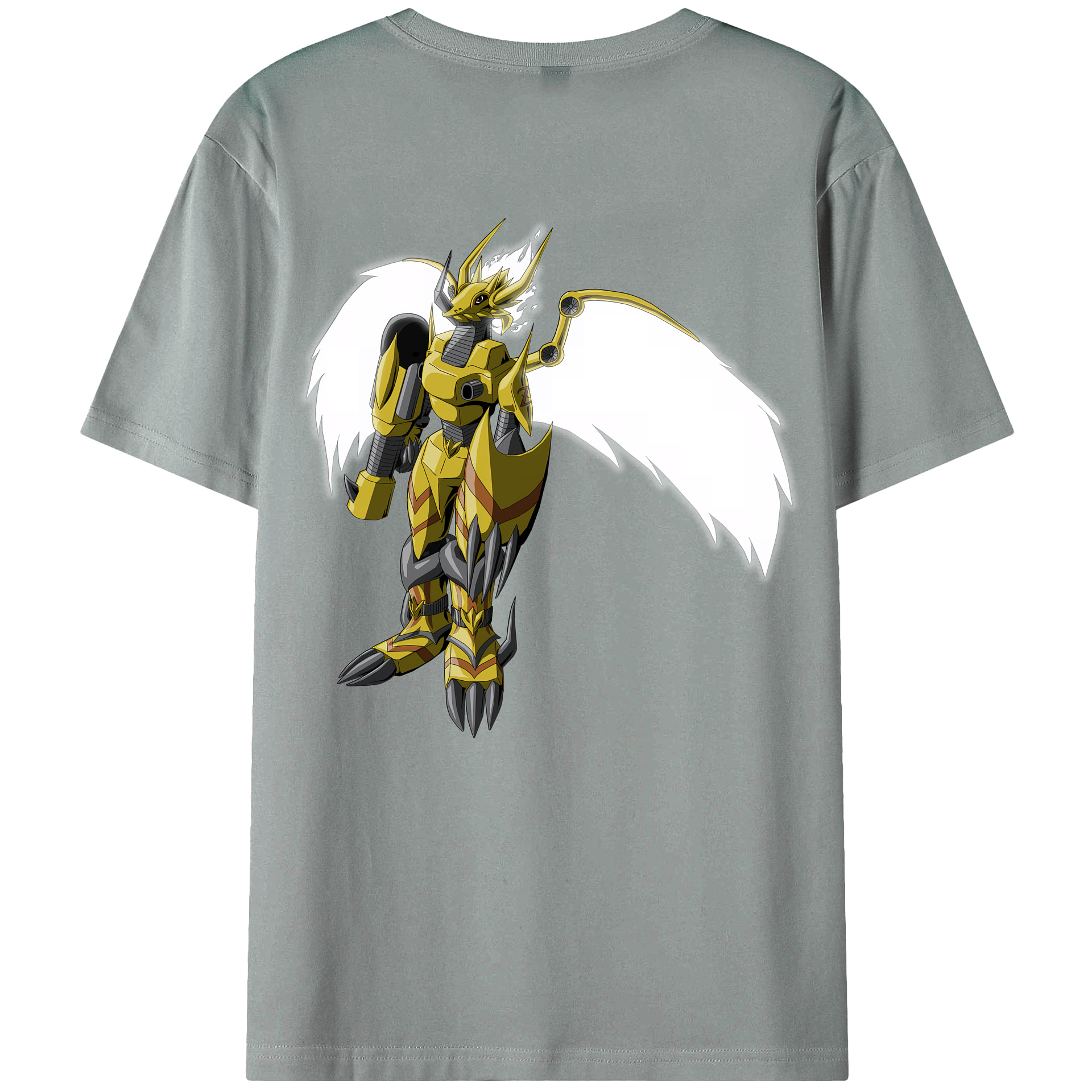 （画像用） Digimon デジタルモンスター/デジモン 綿100％ メンズ半袖Tシャツ（バックプリント） 通気性